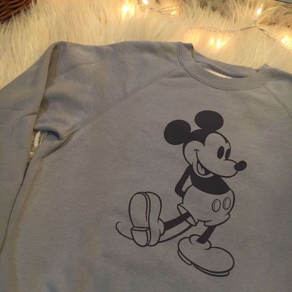 Uniqlo Disney Mickey Mouse Stands Crewneck Pullover Sweatshirt in Subdue Blue XS - Picture 4 of 8